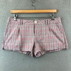 Aeropostale Plaid Shorts Women's Size 11/12 Pink Casual Short Back Pocket